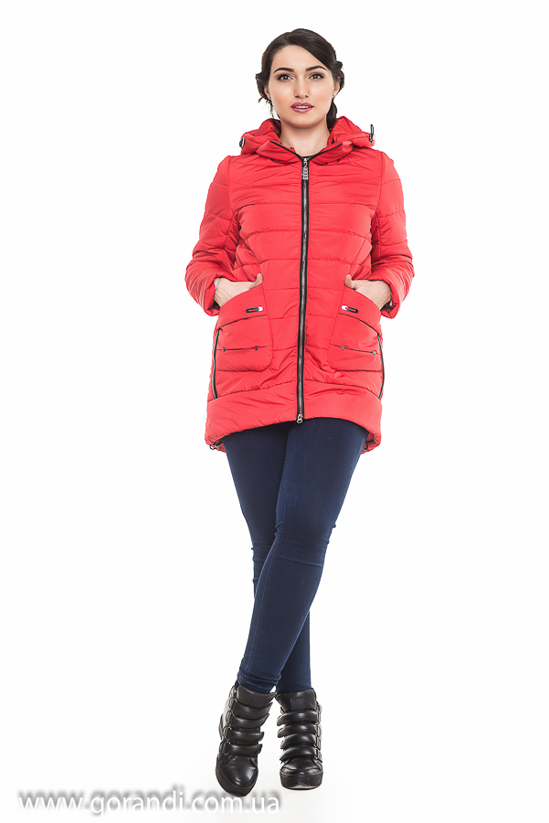 женская куртка спортивная красная с капюшоном фото Размер: 46-52 Фото