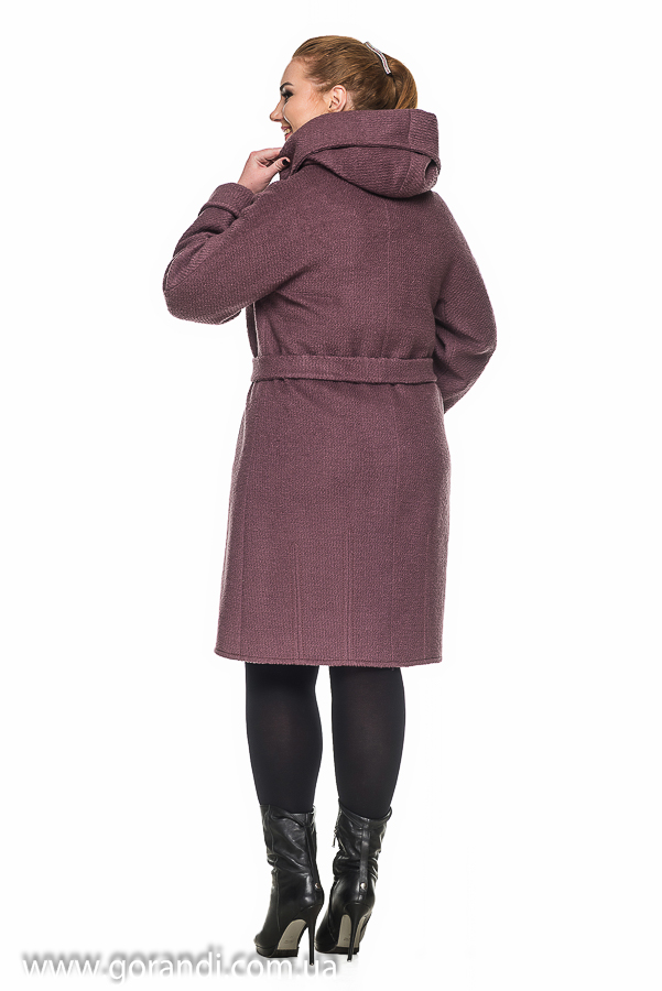 Зимнее пальто женское с капюшоном 1452 размеры 46,47,48,49,50,52,54 из качественной буклированной ткани. фото