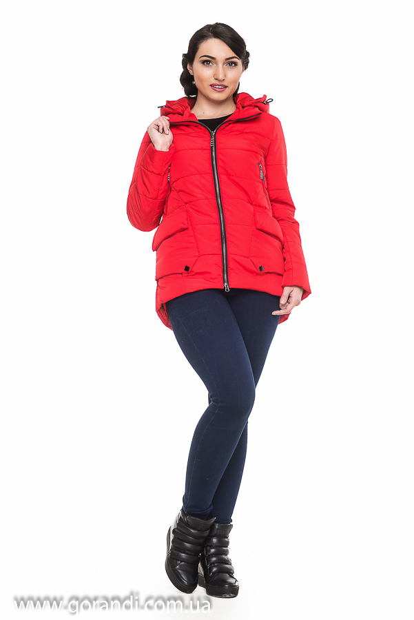 женская куртка красная с капюшоном фото