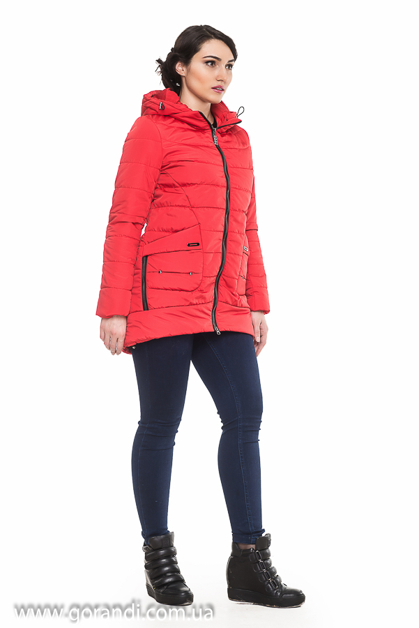 женская куртка спортивная красная с капюшоном фото