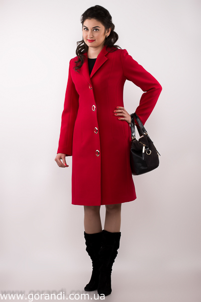 Красное пальто осень весна классическое, демисезонное. Приталенного силуэта. фото Размер: 44-54 Фото